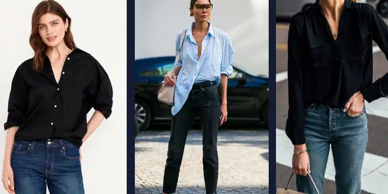 Button-Down and Dark Jeans woman