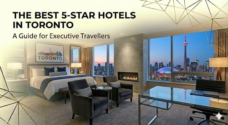 Looking through the window of one of the best 5-star hotels in Toronto at the downtown core.