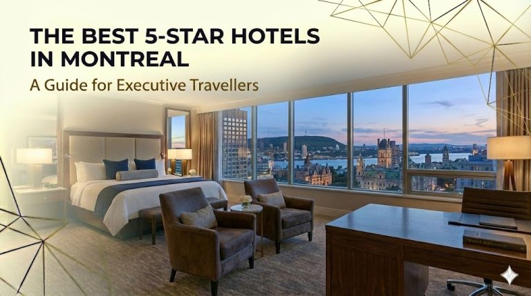 Looking through the window of one of the best 5-star hotels in Montreal at the downtown core.