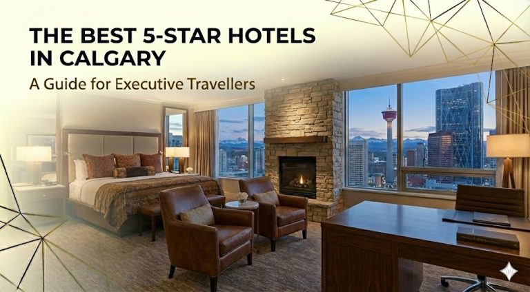 Looking through the window of one of the best 5-star hotels in Calgary at the downtown core.