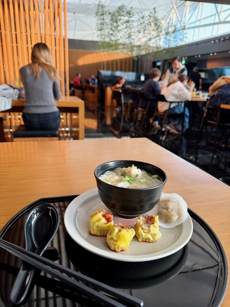 A steaming bowl of soup at the Wing lounge